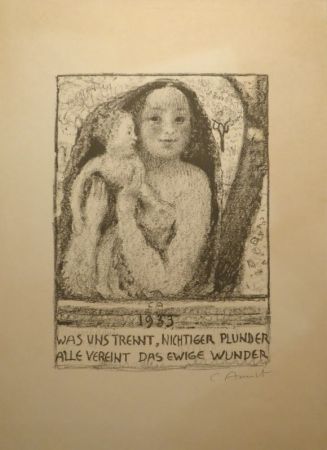 Lithographie Amiet - Mutter und Kind