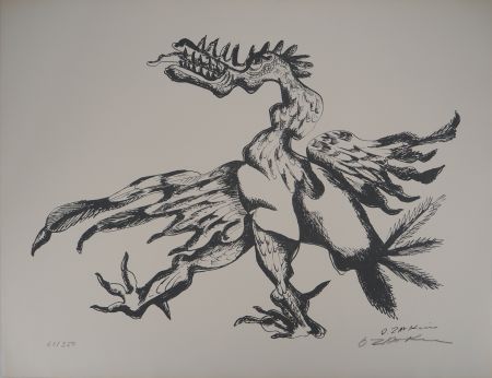 Lithographie Zadkine -  Mythologie Hercule et l'oiseau du lac Stymphale