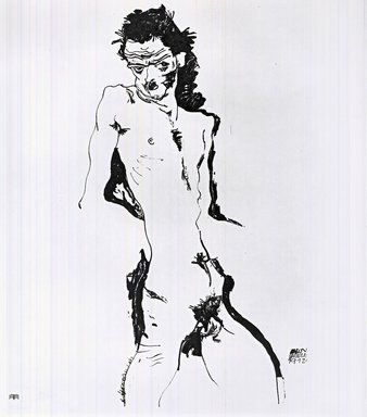 Lithographie Schiele - Männlicher Akt