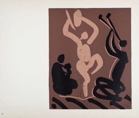 Linogravure Picasso (After) - Mère, danseur et musicien, 1962