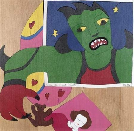 Sérigraphie De Saint Phalle -  Méchant-Méchant , puzzle en bois