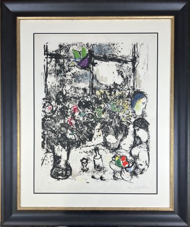 Lithographie Chagall - Nature morte au bouquet