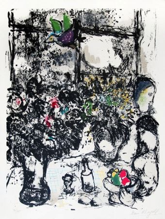 Lithographie Chagall - Nature morte au bouquet (Still Life with Bouquet), 1960