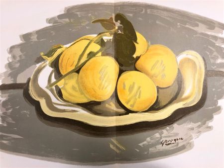Lithographie Braque - Nature morte au citrons