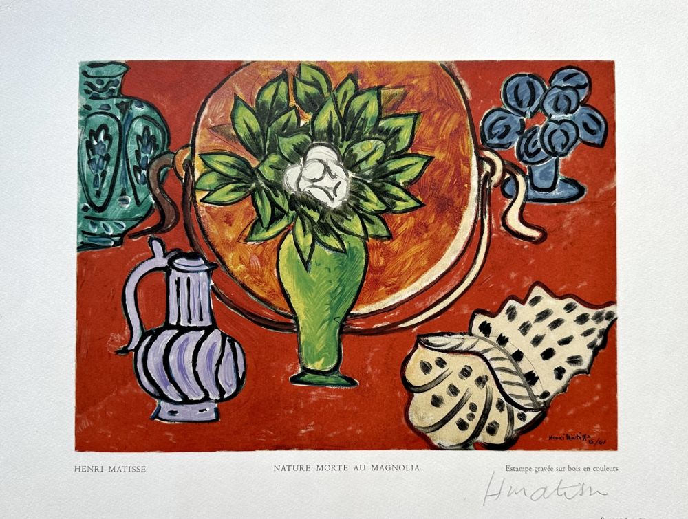 Gravure Sur Bois Matisse - Nature Morte au Magnolia