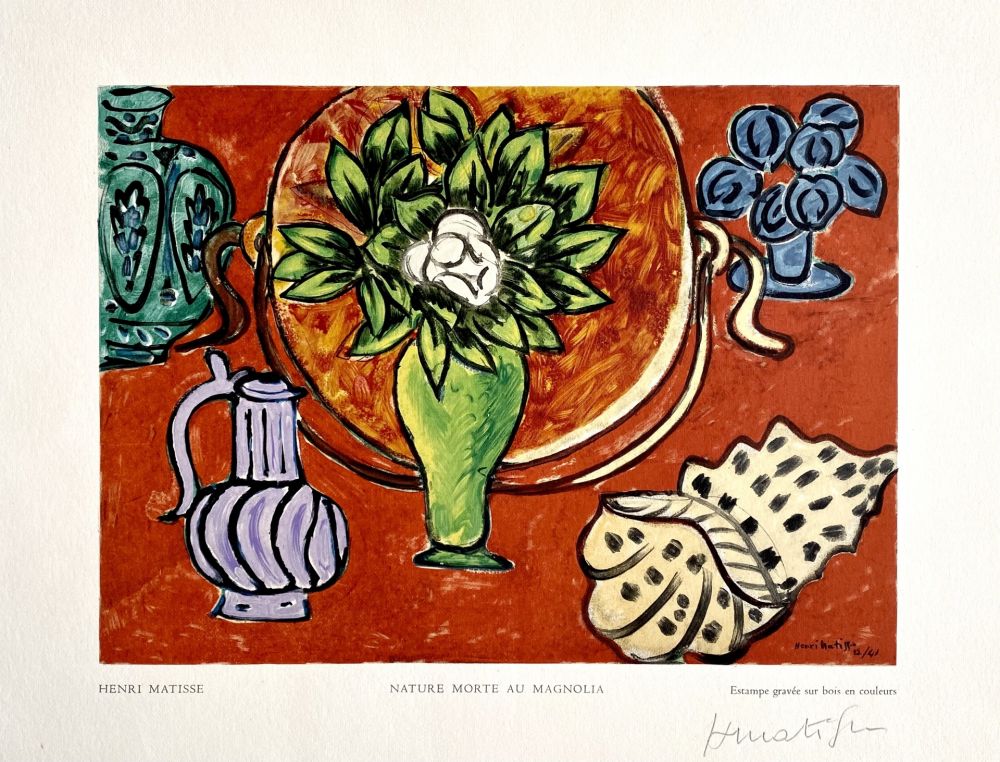 Gravure Sur Bois Matisse - Nature Morte au Magnolia