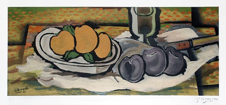 Lithographie Braque - Nature morte aux fruits, 1950