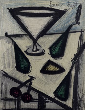 Lithographie Buffet - Nature morte aux fruits, 1967.