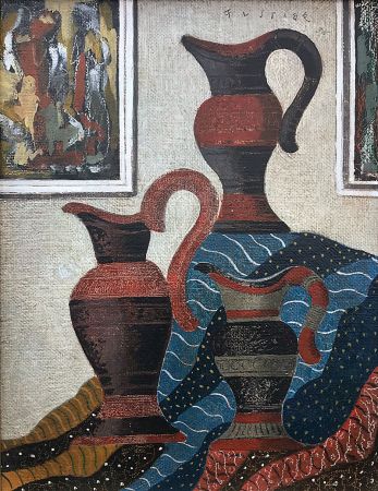 Aucune Technique Fustier - Nature morte aux jarres et drapé (1935)