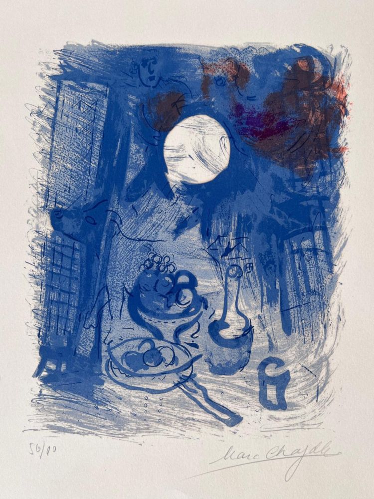 Lithographie Chagall - Nature morte bleue 