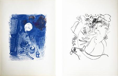 Lithographie Chagall - NATURE MORTE BLEUE (Blue Still Life). Paris 1957.