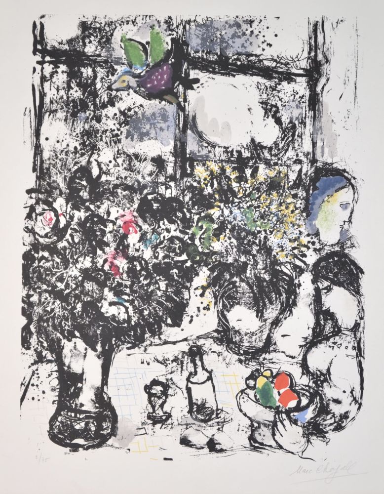 Lithographie Chagall - Nature Morte En Bouquet - M299