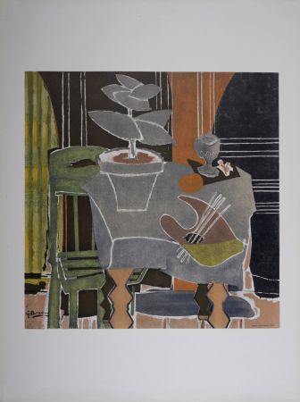 Lithographie Braque - Nature morte à la palette, 1960