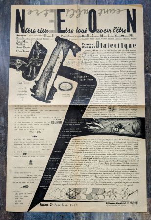 Lithographie Brauner - NEON. N'être rien - Etre tout - Ouvrir l'être .Numero 2, Paris Fevrier 1948. Brauner, Hérold, Toyen, Mabille, Jouffroy, Demarne, Baskine, Matta, Randolph, Duits, Tarnaud and Heisler