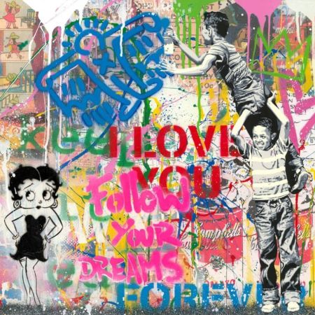 Pochoir Mr. Brainwash - Never, Never Give Up!