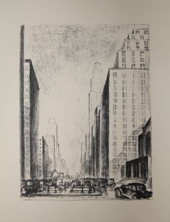 Lithographie Lubbers - NEW-YORK / BROADWAY