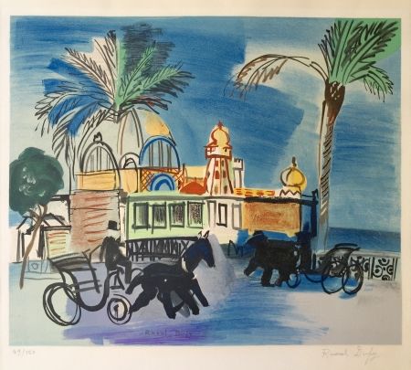 Lithographie Dufy - Nice - le Casino de la Jetée aux deux 