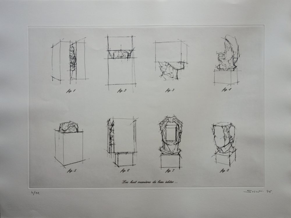 Gravure Sosno - Nice : Etude de Sculptures (Polygone)