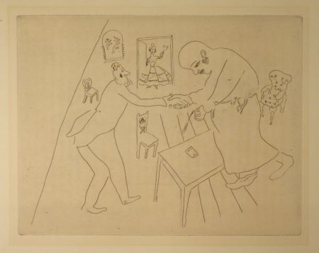 Eau-Forte Chagall - (Nicolas Gogol, Les Ames Mortes,12)
