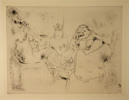Eau-Forte Chagall - (Nicolas Gogol, Les Ames Mortes, 18)