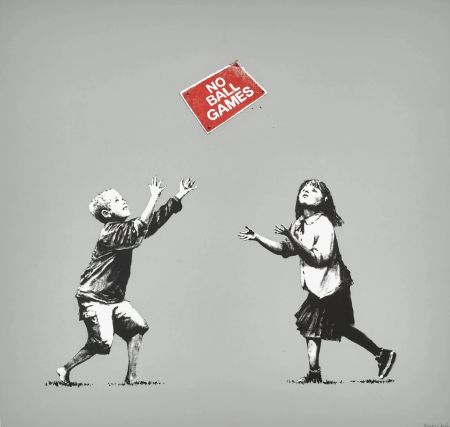 Sérigraphie Banksy - No Ball Games - grey