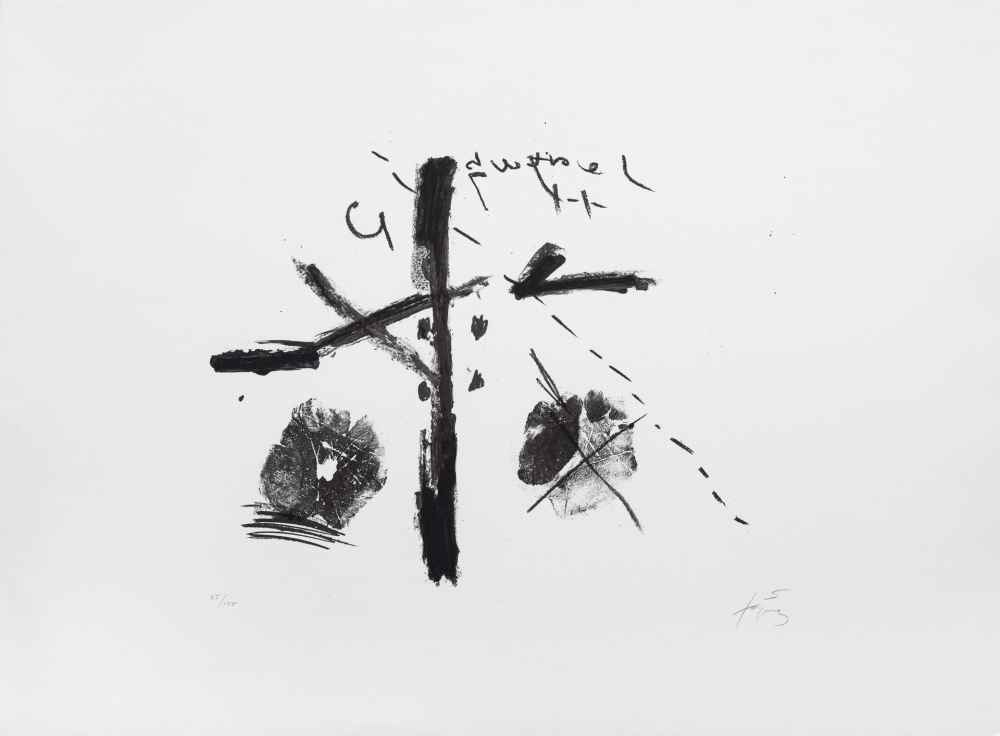 Lithographie Tàpies - Noir/fond blanc