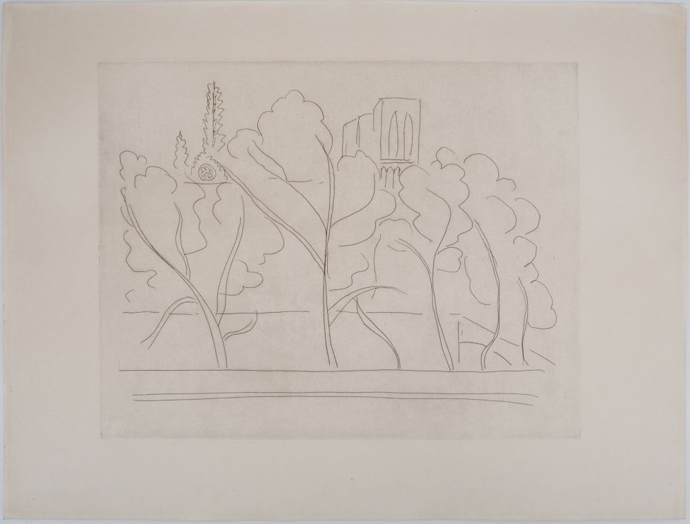 Gravure Matisse - Notre Dame à travers les arbres