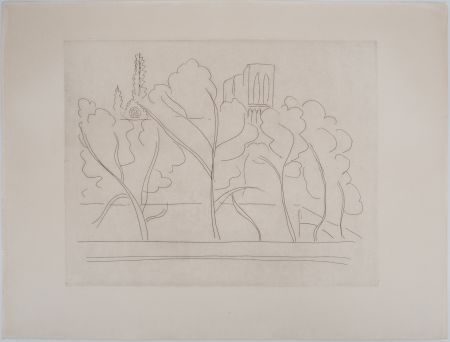 Gravure Matisse - Notre Dame à travers les arbres