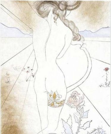 Sérigraphie Dali - Nu a la Jarretiere (Nude with Garter)