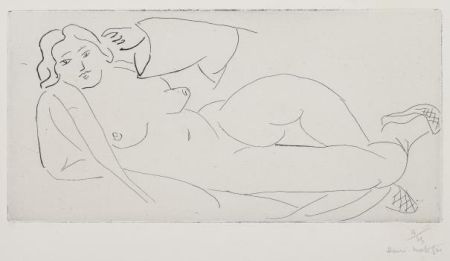 Gravure Matisse - Nu allongé, aux babouches de paille tressée 