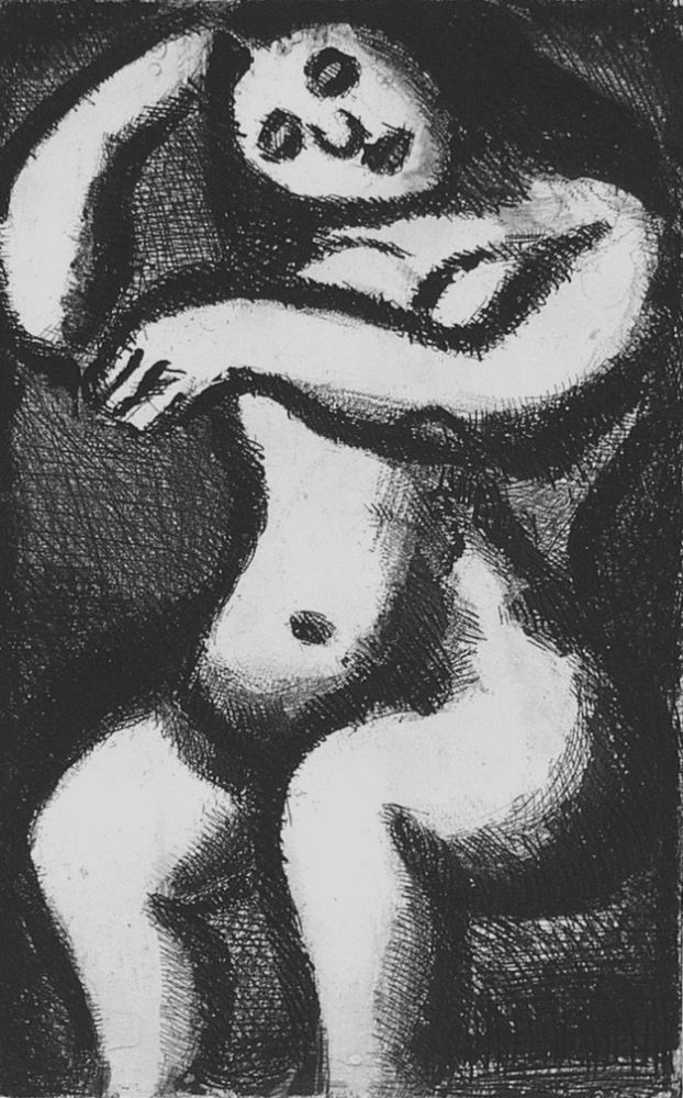 Aquatinte Rouault - Nu assis