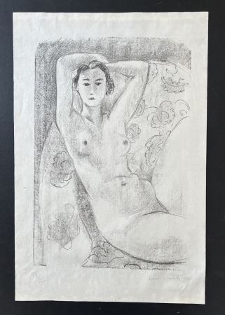 Lithographie Matisse - Nu assis dans un fauteuil au decor fleuri