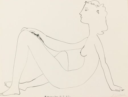 Lithographie Picasso - Nu assis, de profil