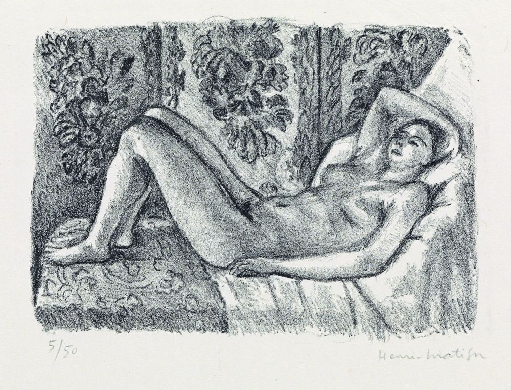 Lithographie Matisse - Nu couché au paravant Louis XIV