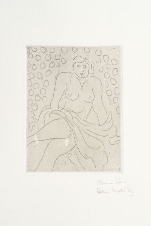 Gravure Matisse - Nu drapé sur fond composé de cercles