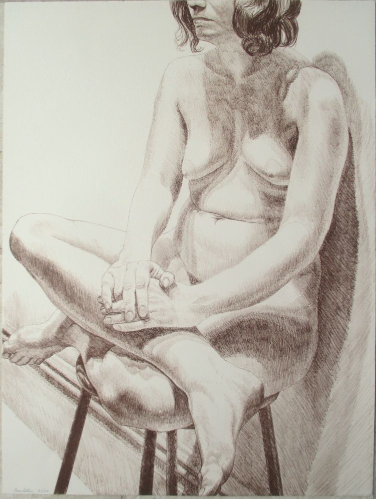 Lithographie Pearlstein - Nude on a stool