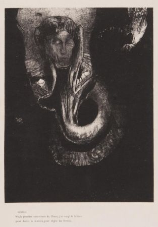 Lithographie Redon - Oannès : moi, la première conscience du chaos...