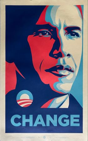 Sérigraphie Fairey - Obama Change