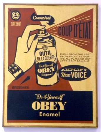 Sérigraphie Fairey - Obey Coup D'Etat (on wood)