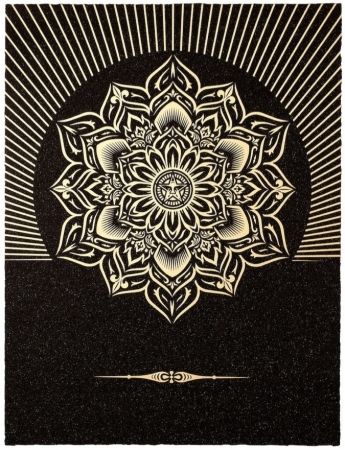 Sérigraphie Fairey - Obey Lotus Diamond (Black / Gold)