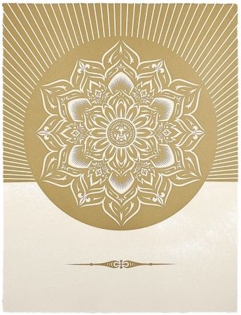 Sérigraphie Fairey - Obey Lotus Diamond (White / Gold)