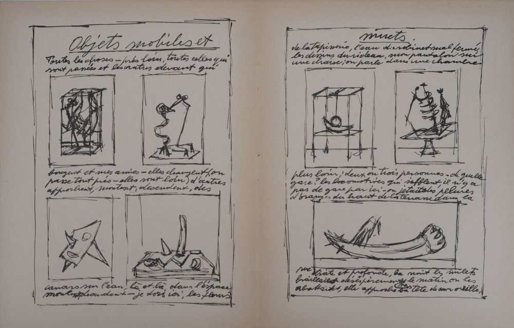Lithographie Giacometti - Objets mobiles et muets