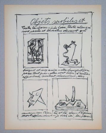 Lithographie Giacometti - Objets mobiles et muets Part I.