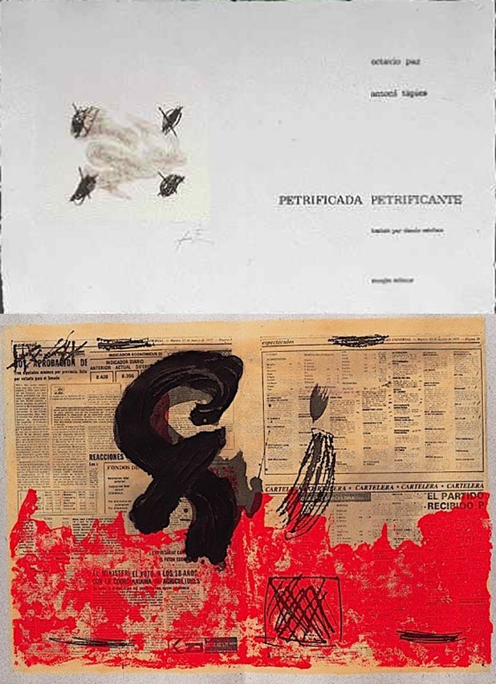 Livre Illustré Tàpies - Octavio PAZ: PETRIFICADA PETRIFICANTE. 8 gravures originales en couleurs (1978).
