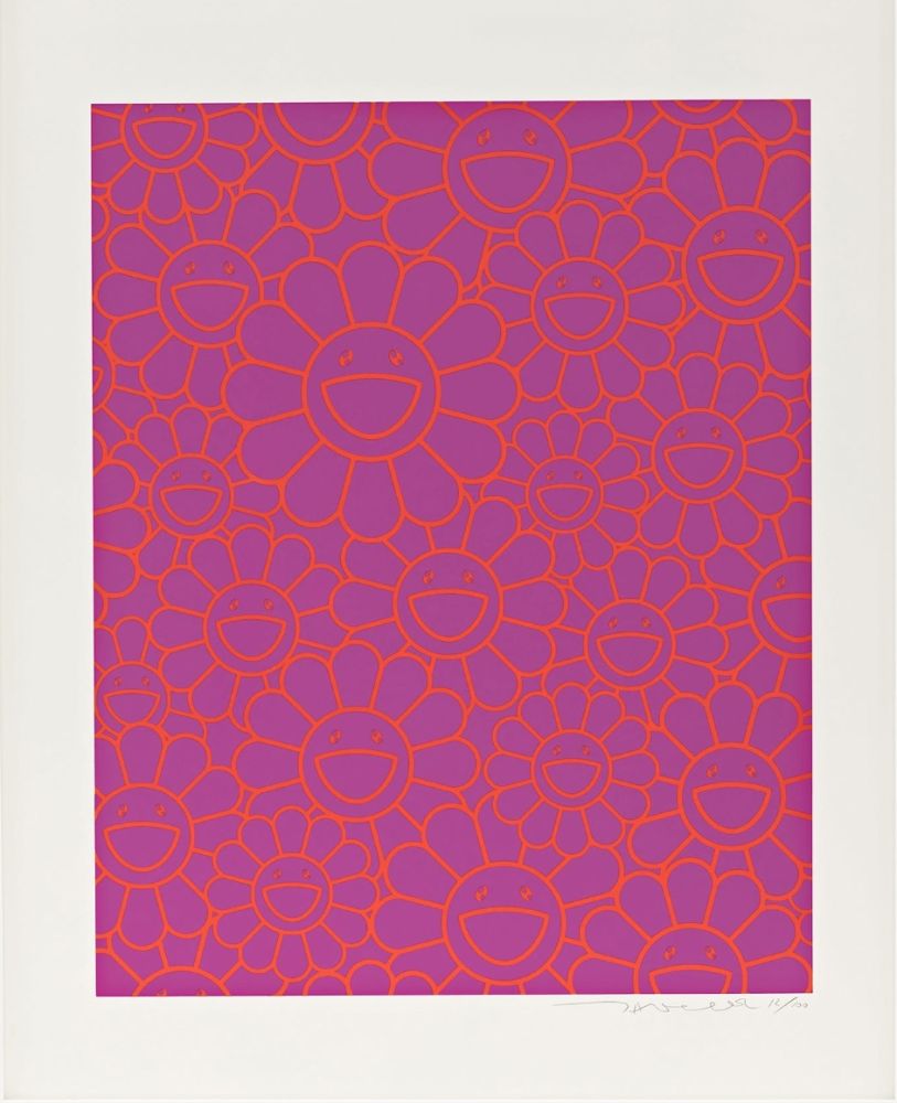 Sérigraphie Murakami - October Story (Lavender Orange Flowers)