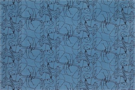 Lithographie Dheedene - Octopus - Blue