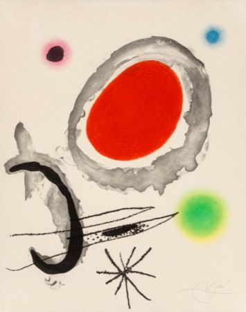 Gravure Miró - Oiseau Entre Deux Astres