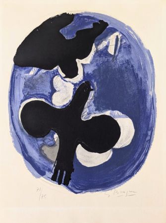 Lithographie Braque - Oiseaux - Études pour la plafond du Louvre 