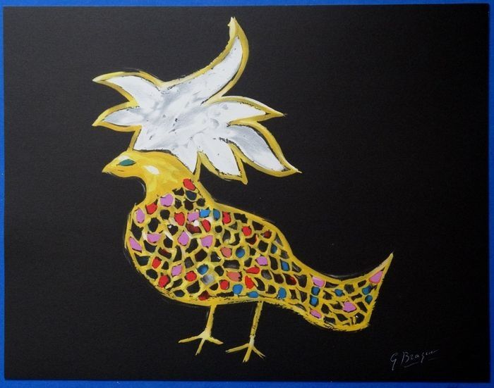 Lithographie Braque - Oiseaux de Feu Phoenix