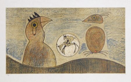 Lithographie Ernst - Oiseaux Souterrains